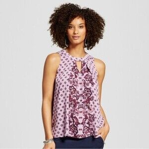 Mauve and purple print cutout swing top size medium